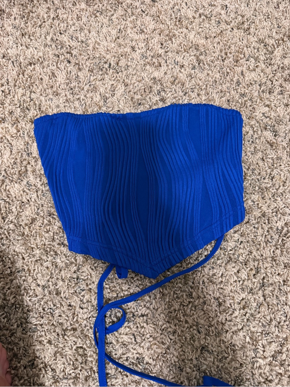 Royal Blue Strapless Ribbed Tie back Tube Top (never worn)